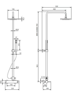 Thermostatic shower panel - Wall-mounted shower panel with hand shower with overhead shower by Gruppo Geromin - view 3